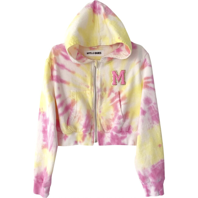 Youth Initial Patch Zip Up Hoodie, Tie-Dye
