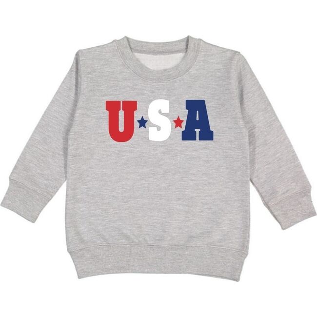 USA Long Sleeve Sweatshirt, Gray - Sweatshirts - 1