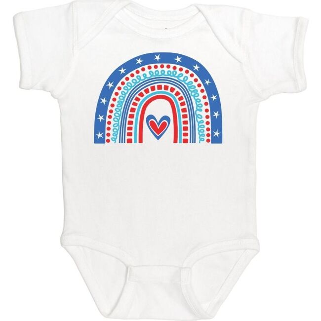 Patriotic Rainbow Short Sleeve Bodysuit, White - Shirts - 1