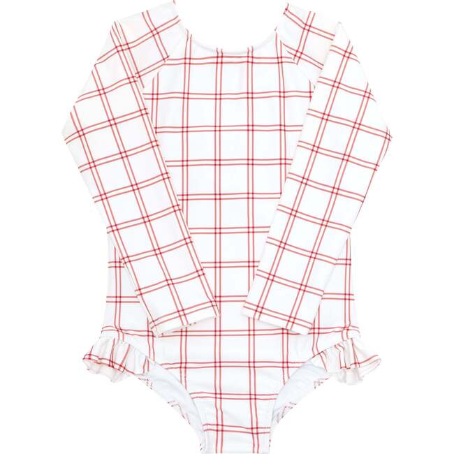 Girls Windowpane Rashguard One Piece