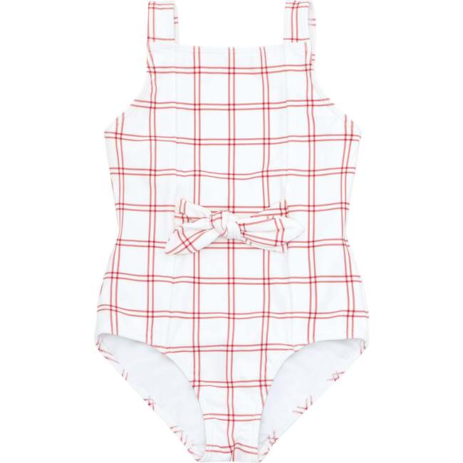 Girls Windowpane Tie Front One Piece