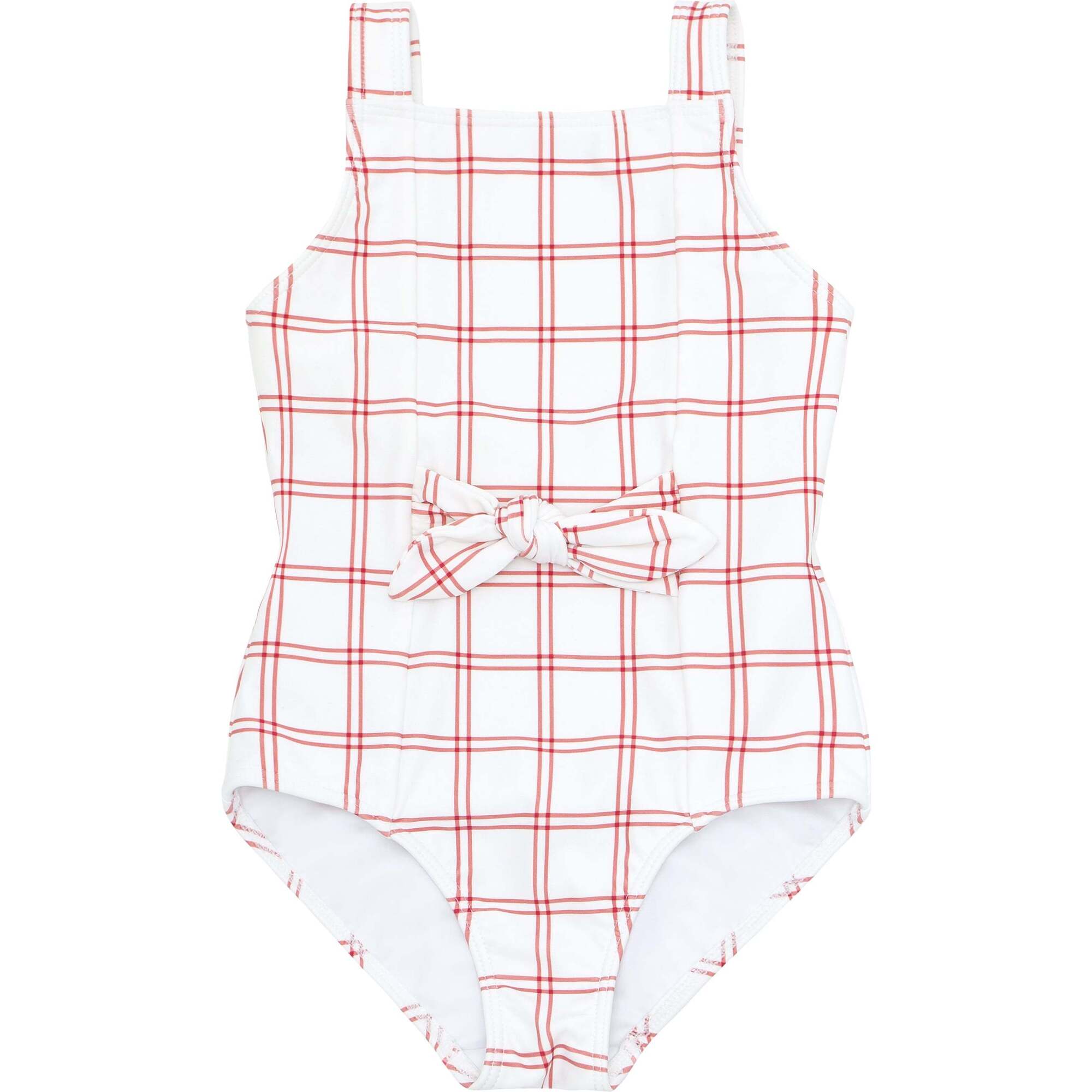 Girls Windowpane Tie Front One Piece - One Pieces - 1