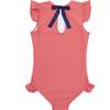 Girls New England Red Ruffle Sleeve Rashguard One Piece - One Pieces - 4