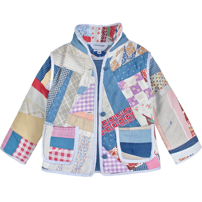 Kids 4-5y Vintage Quilt Jacket, Improv Patchwork
