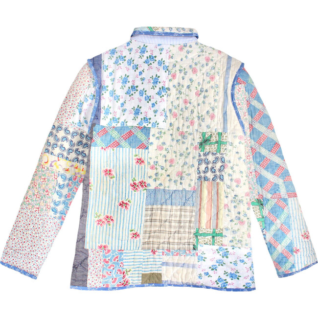Adult Large Vintage Quilt Jacket, Shabby Chic Florals - Jackets - 2