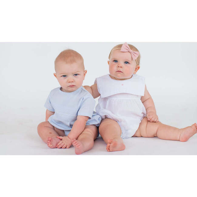Lace Trim Bubble Romper, White - Rompers - 3