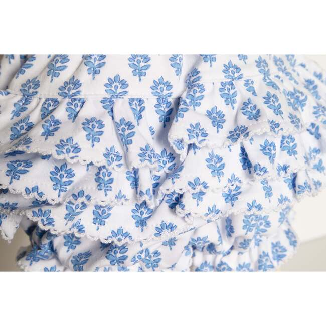 Ruffle Diaper Cover, Blue Floral - Bloomers - 3
