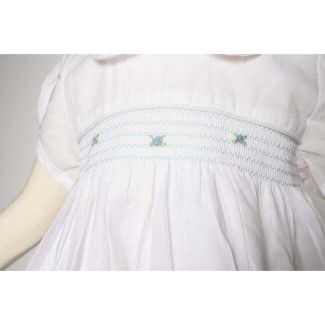White Smocked Batiste Dress, White - Dresses - 2