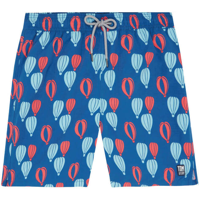 Men's Balloon Swim Trunk, Red & Blue