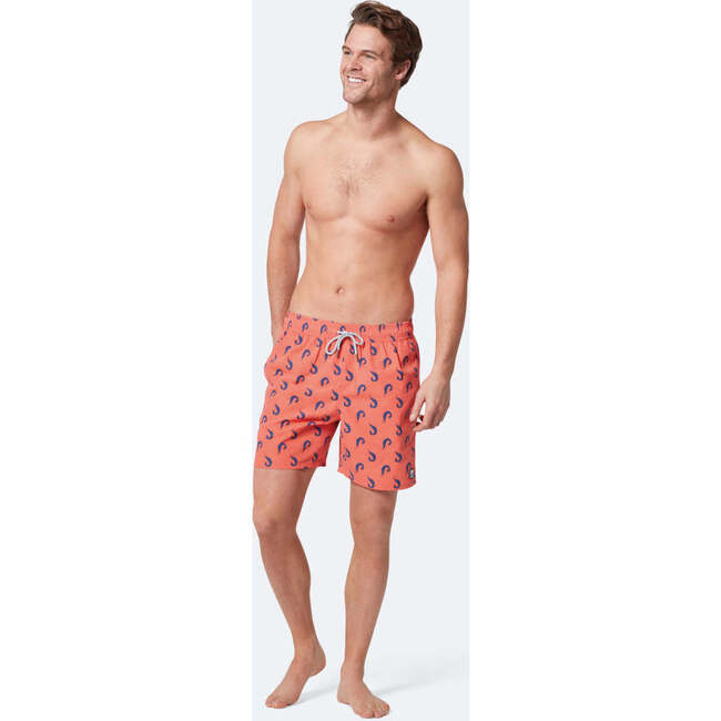 Men's Shrimp Swim Trunk, Coral & Blue - Swim Trunks - 2