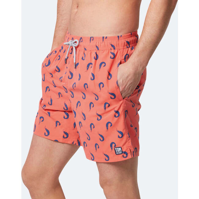 Men's Shrimp Swim Trunk, Coral & Blue - Swim Trunks - 3