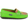 Penny Moccasins In Smooth Leather, Green Multicolor - Slip Ons - 1 - thumbnail