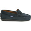 Penny Moccasins In Nubuck Leather, Blue - Slip Ons - 1 - thumbnail