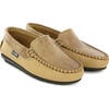 Plain Moccasins In Smooth And Printed, Beige - Slip Ons - 3