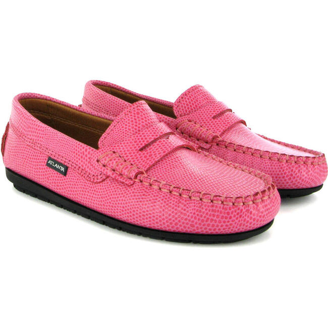 Penny Moccasins In Printed Leather, Fuchsia