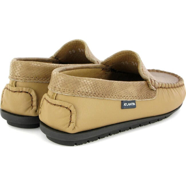 Plain Moccasins In Smooth And Printed, Beige - Slip Ons - 4