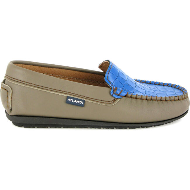 Plain Moccasins In Leather, Earth And Blue