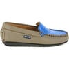 Plain Moccasins In Leather, Earth And Blue - Slip Ons - 1 - thumbnail