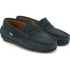 Penny Moccasins In Nubuck Leather, Blue - Slip Ons - 3