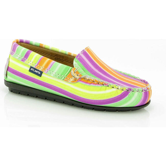 Plain Moccasins In Printed Leather, Multicolor