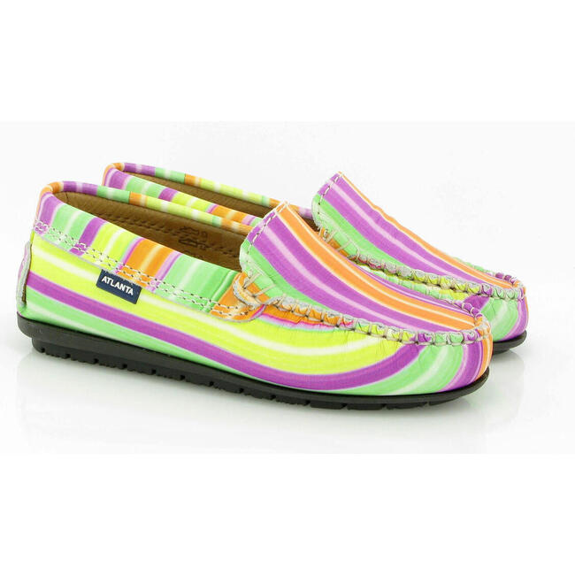 Plain Moccasins In Printed Leather, Multicolor - Slip Ons - 3