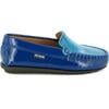 Plain Moccasins In Patent And Printed Leather, Blue - Slip Ons - 1 - thumbnail