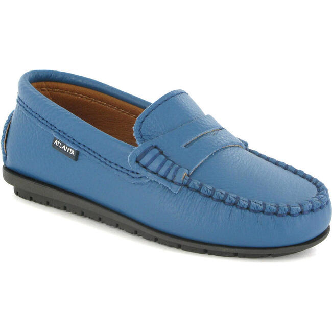 Penny Moccasins In Grainy Leather, Blue Jeans
