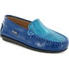 Plain Moccasins In Patent And Printed Leather, Blue - Slip Ons - 2