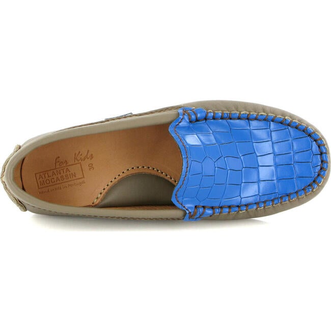 Plain Moccasins In Leather, Earth And Blue - Slip Ons - 5