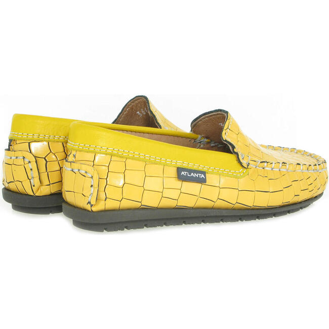 Plain Moccasins In Leather, Yellow - Slip Ons - 3
