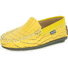 Plain Moccasins In Leather, Yellow - Slip Ons - 4