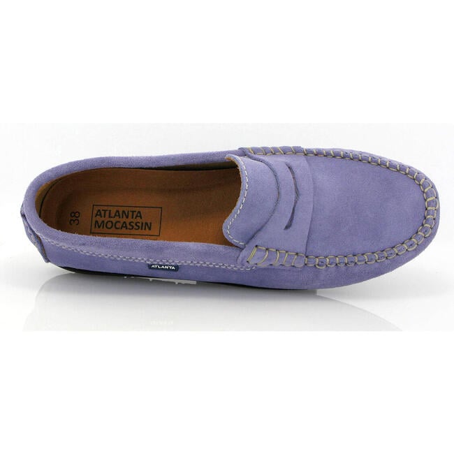 Penny Moccasins In Suede Leather, Violet - Slip Ons - 5