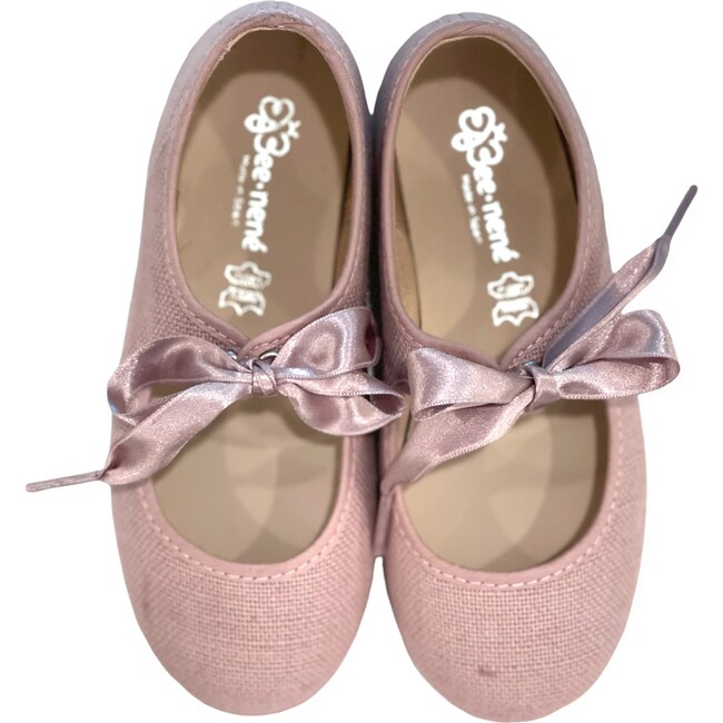 Linen Mary Jane Shoe With Bow, Pink