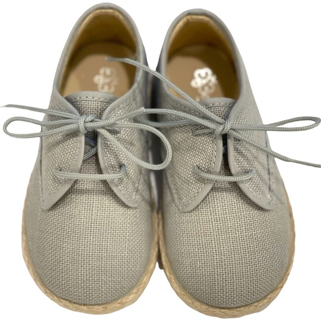 Linen Shoe With Laces, Grey - Dress Shoes - 1