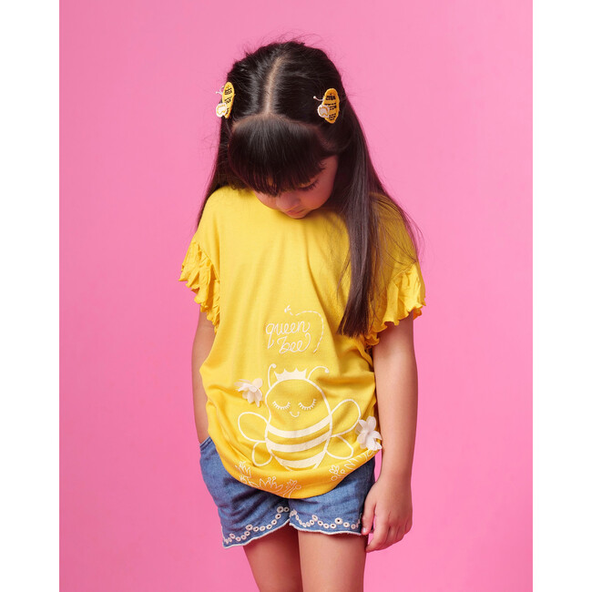 Queen Bee Frill Top, Yellow - T-Shirts - 4