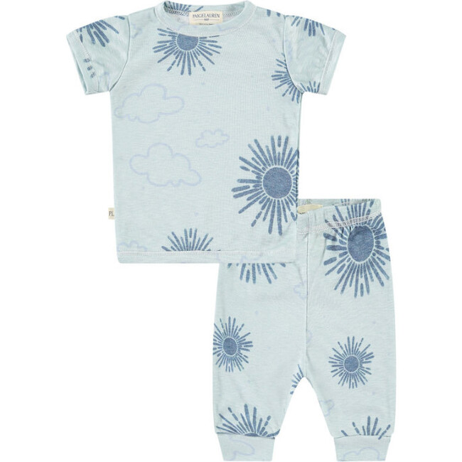 Baby Sun Burst Slub Rib S/S Tee and Legging Loungewear Set, Sun Burst Blue