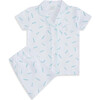 Child Feather Print Short Pajama Set , Aqua - Pajamas - 1 - thumbnail