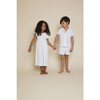 Child Feather Print Short Pajama Set , Aqua - Pajamas - 2