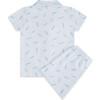 Child Feather Print Short Pajama Set , Aqua - Pajamas - 3