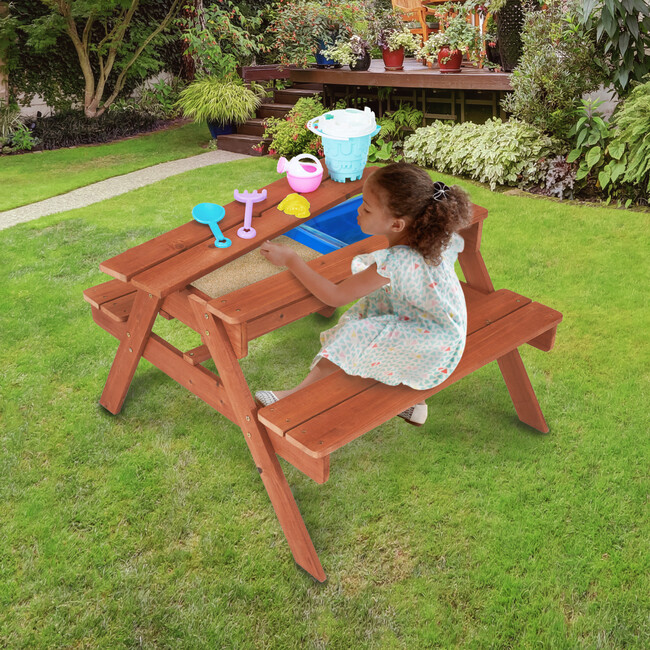 Outdoor Oasis Table & Chairs Set, Warm Cherry