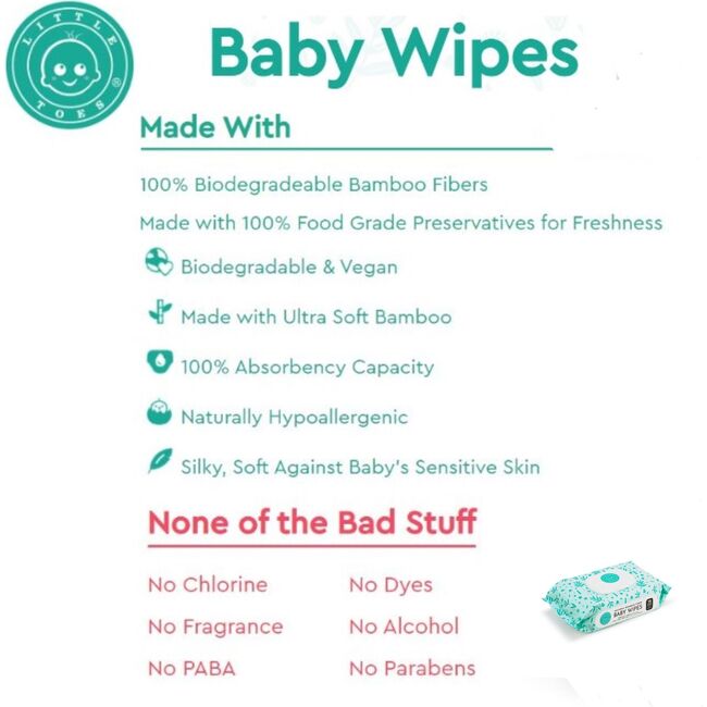 Natural Bamboo Baby Wipes, Bundles - Diapers - 6