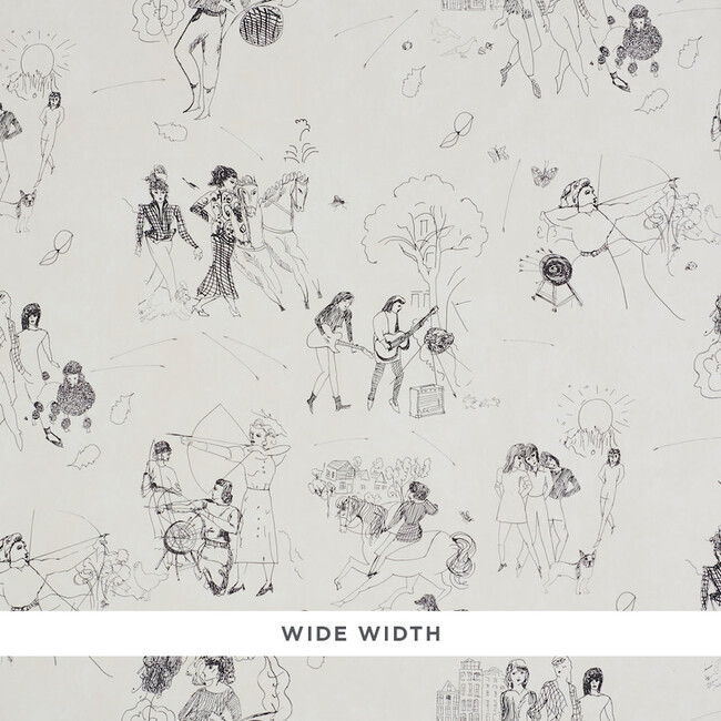 Schumacher x Peg Norris Toile De Femmes Wallpaper, Parchment - Wallpaper - 1 - zoom