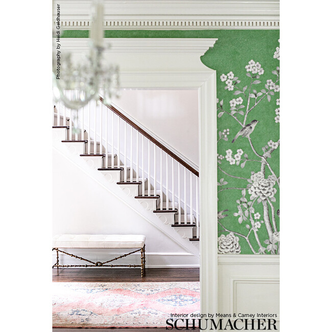 Schumacher x Mary McDonald Chinois Palais Wallpaper, Lettuce