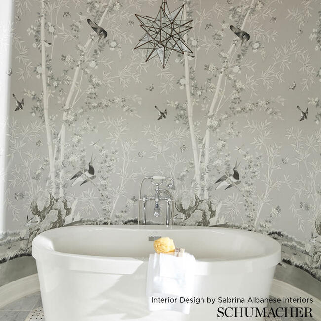 Schumacher x Miles Redd Brighton Pavilion Wallpaper, Black & White - Wallpaper - 2
