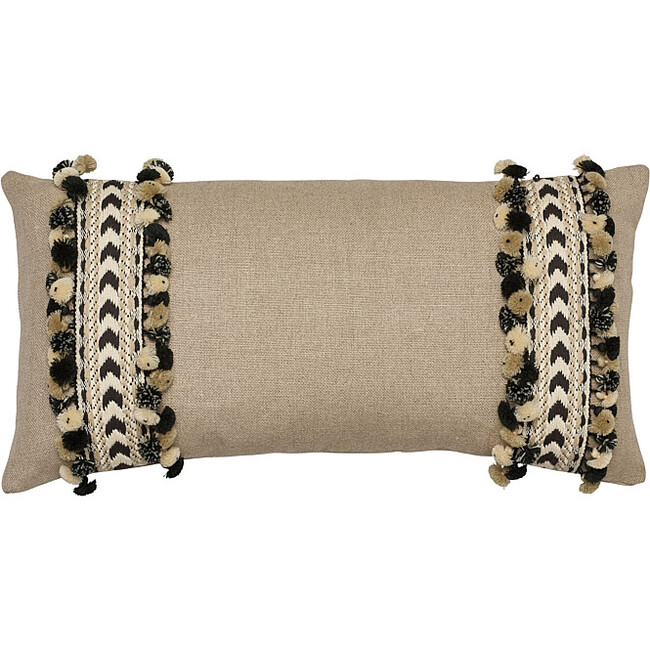 Maracana Pom Lumbar Pillow, Flax - Decorative Pillows - 1