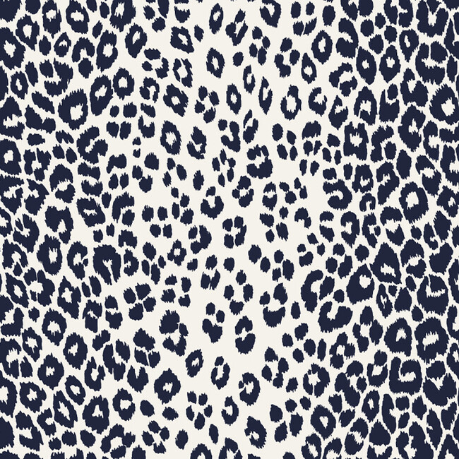 Iconic Leopard Wallpaper, Ink Blue