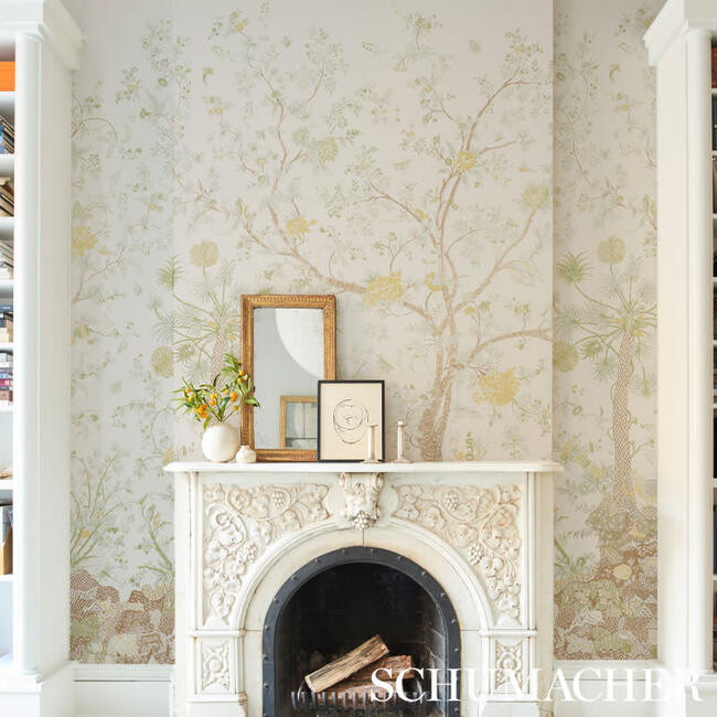 Amaltas Panel Wallpaper Set, Green & Yellow