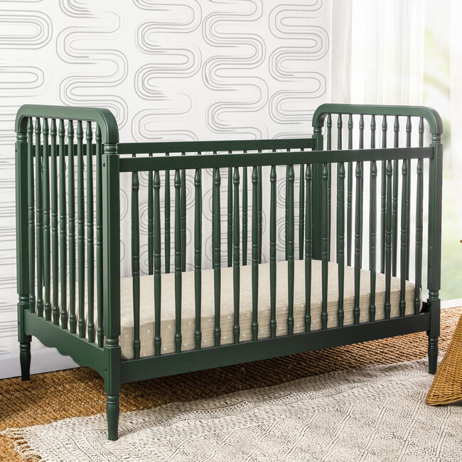Liberty 3-in-1 Convertible Spindle Crib with Toddler Bed Conversion Kit, Forest Green