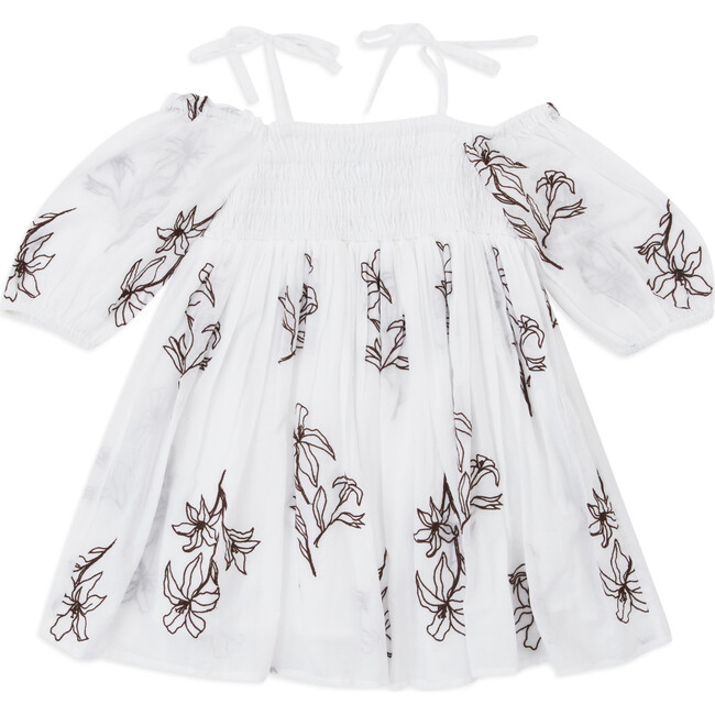 Mini Valerie Dress, White/Cinnamon - Dresses - 1