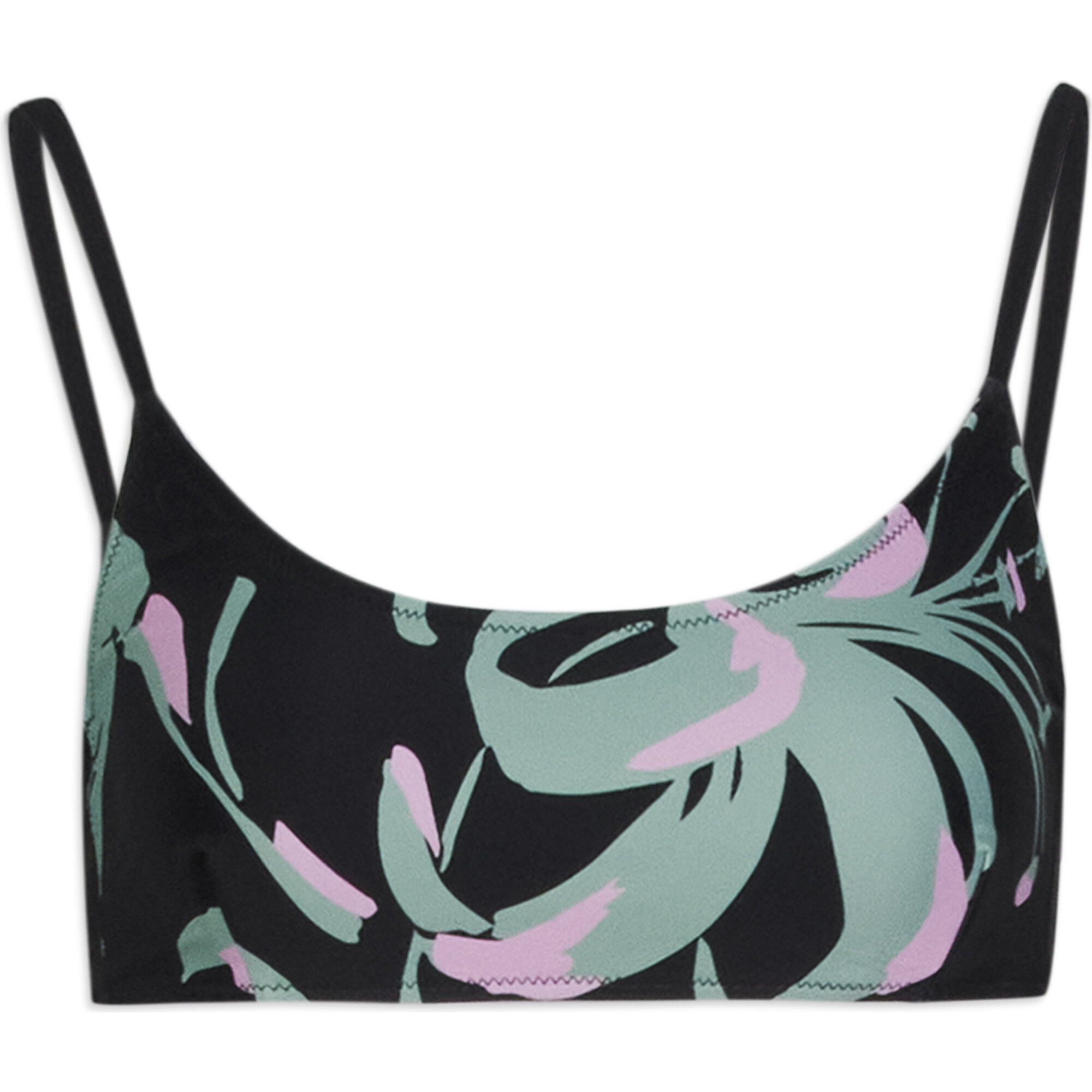 Women's Kaia Bikini Top, Placement Lily Black/Multi - Two Pieces - 1